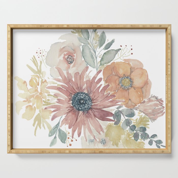 Fall Floral Bouquet Serving Tray