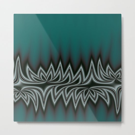 Fractal Tribal Art in Pacific Teal Metal Print