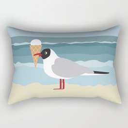 Cute seagull with ice cream by the sea Rectangular Pillow