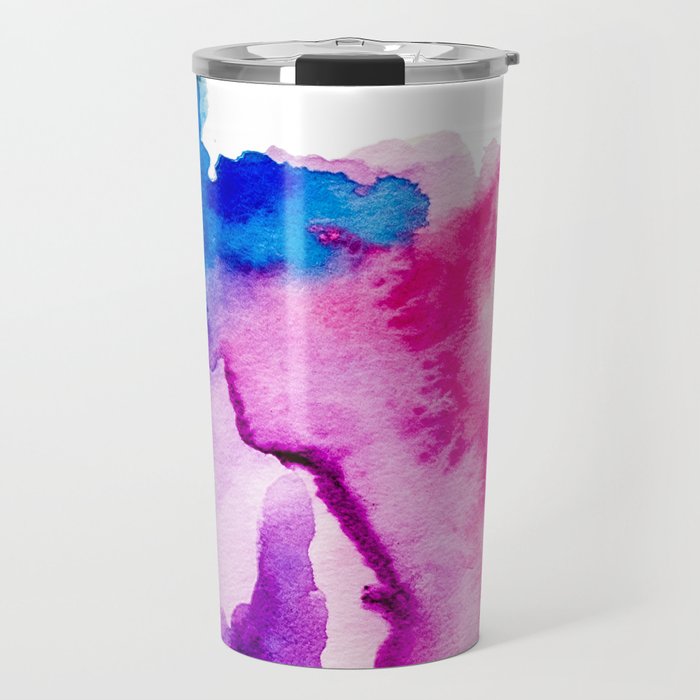 Modern pink blue abstract watercolor wash paint Travel Mug