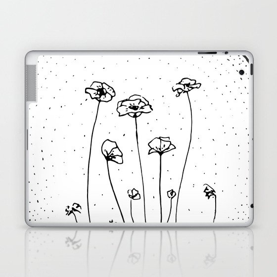 Abstract minimal black and white flowers Laptop & iPad Skin