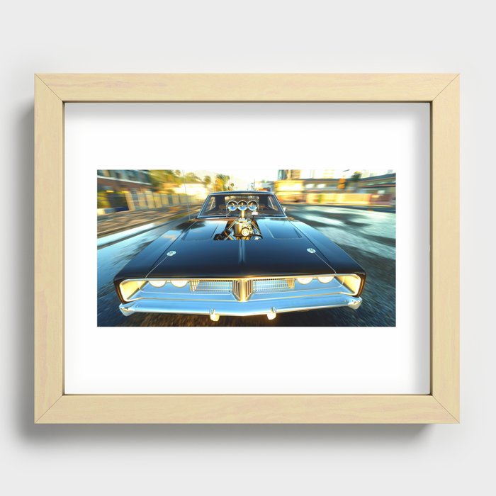 Blown RT Charger front racing view black muscle car automobile transportation color photograph / photography poster posters Recessed Framed Print