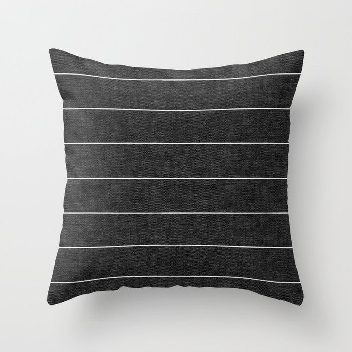 farmhouse stripes - charcoal Throw Pillow