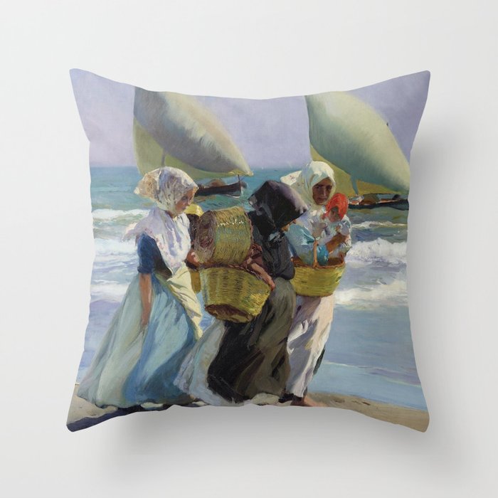 The Three Sails - Joaquin Sorolla Throw Pillow