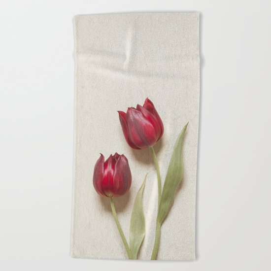 Two Red Tulips II Beach Towel