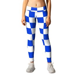 Checkerboard Check Checkered Pattern in Royal Blue and White  Leggings | Graphicdesign, Pattern, Blue, Bright, Checkered, Checkerboard, Retro, Digital, Check, Kierkegaard Design 