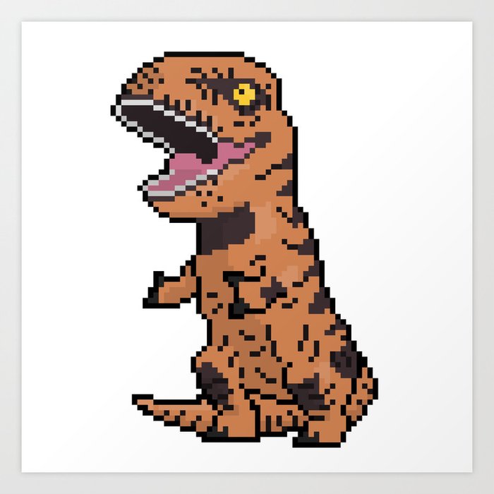Pixely T-Rex Art Print