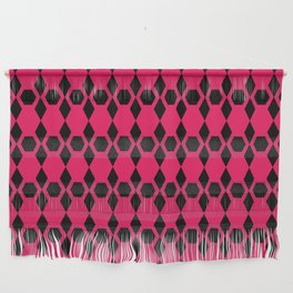 Hot Pink and Black Honeycomb Pattern Wall Hanging
