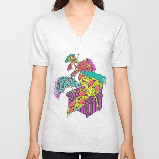 Pizza Eating Pizza - Blue Edition Unisex V-Neck