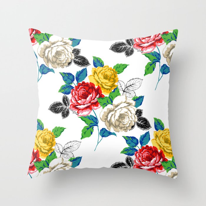 Painted Floral Throw Pillow