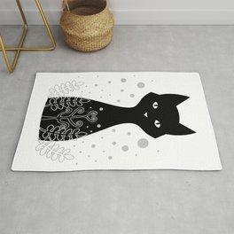 Black tuxedo cat Rug