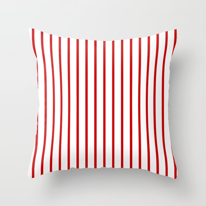 Vertical Red Stripes Pattern Throw Pillow