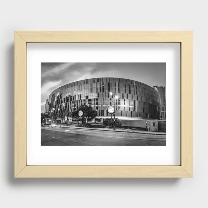 Kansas City Downtown Arena - Black And White Recessed Framed Print
