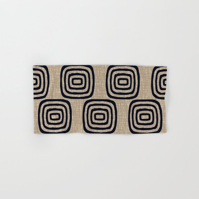 Mud Cloth Concentric Pattern 771 Black and Beige Hand & Bath Towel