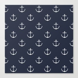 Yacht style. Anchor. Navy blue. Canvas Print
