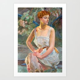 Prelude, 1918 female with red hair still life garden portrait masterpiece painting by Jacek Malczewski Art Print