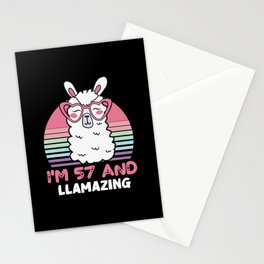 57 Year Old Bday Llamazing 57th Birthday Llama Stationery Cards | Trendy, Alpaca, Member, Clothes, Leggings, Perfect, Casual, Humorous, Apparelusa, Birthday 