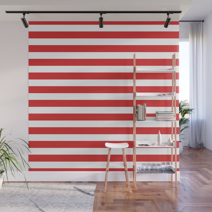 Red And White Summer Modern Stripes Collection Wall Mural