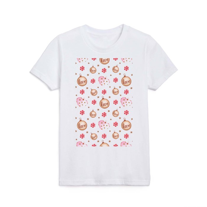 Pink Festive Christmas Love Trendy Collection Kids T Shirt