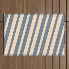 [ Thumbnail: Slate Gray and Bisque Colored Stripes Pattern Outdoor Rug ]