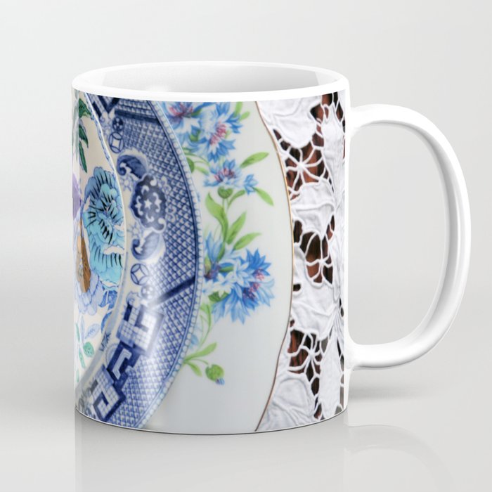 Blue Floral Plates Coffee Mug