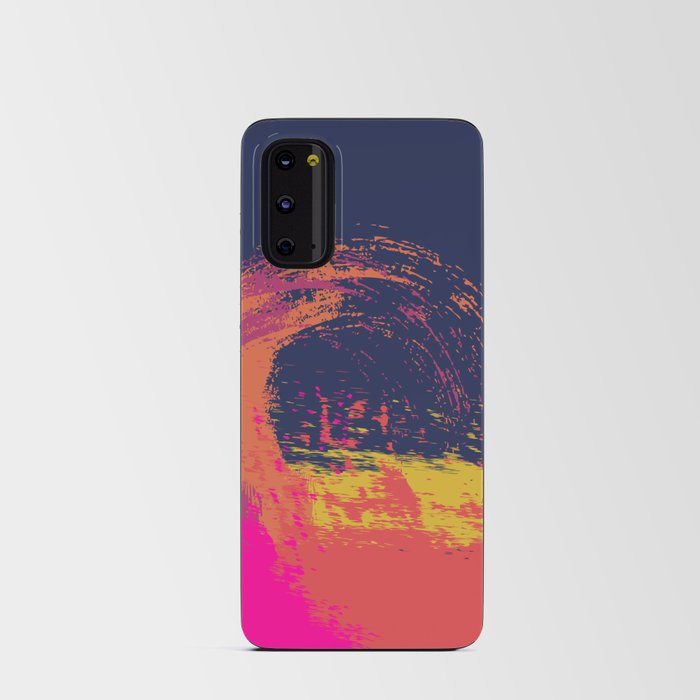 Kiki - Abstract Colorful Wave Art Design Pattern in Dark Blue Orange and Pink Android Card Case