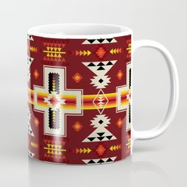 Tribal Cross Camp Fire Burgundy Blanket Pattern Coffee Mug