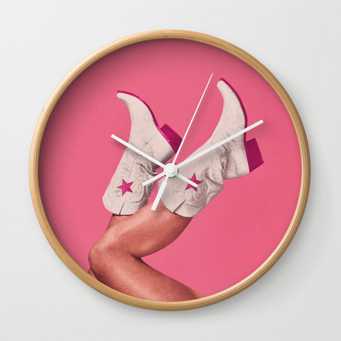 These Boots - Hot Neon Pink Wall Clock