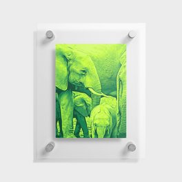 Green Elephant Family Floating Acrylic Print