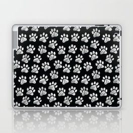 Paws doodle seamless pattern. Digital Illustration Background. Laptop Skin