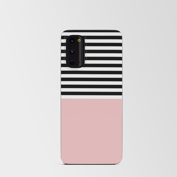 Baby Pink With Black and White Stripes Android Card Case