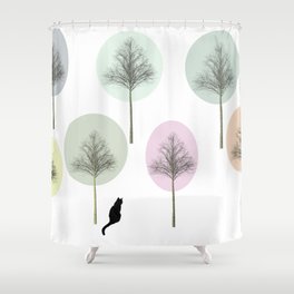 Black Cat in Forest Shower Curtain