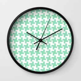 Houndstooth Pattern Mint Green Wall Clock