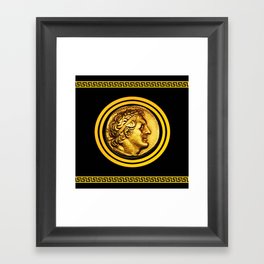 Greek Key and Coin - Black Framed Art Print