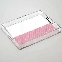 White Polka Dots Lace Horizontal Split on Blush Pink Acrylic Tray