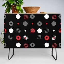 Red Gray Black White Stripes Circle Dot Pattern Pairs Coloro 2022 Popular Color Red Glow 013-43-37 Credenza