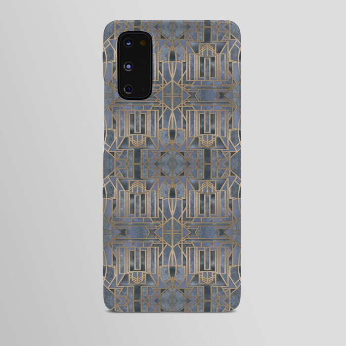 Blue And Copper Elegant Retro Art Deco Pattern With Marble Elements Android Case