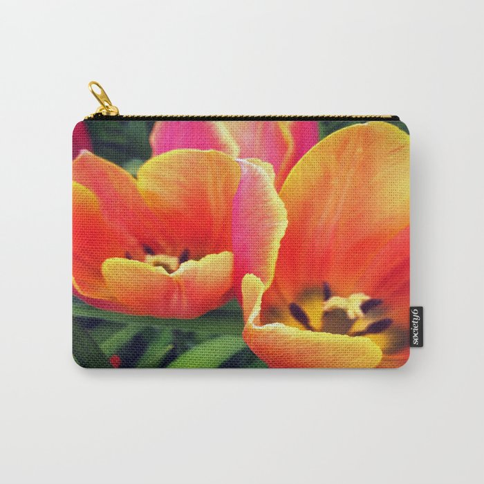 Coral Tulips in Bloom Carry-All Pouch