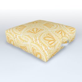 Textured Fan Tessellations in Warm Sunny Yellow Outdoor Floor Cushion