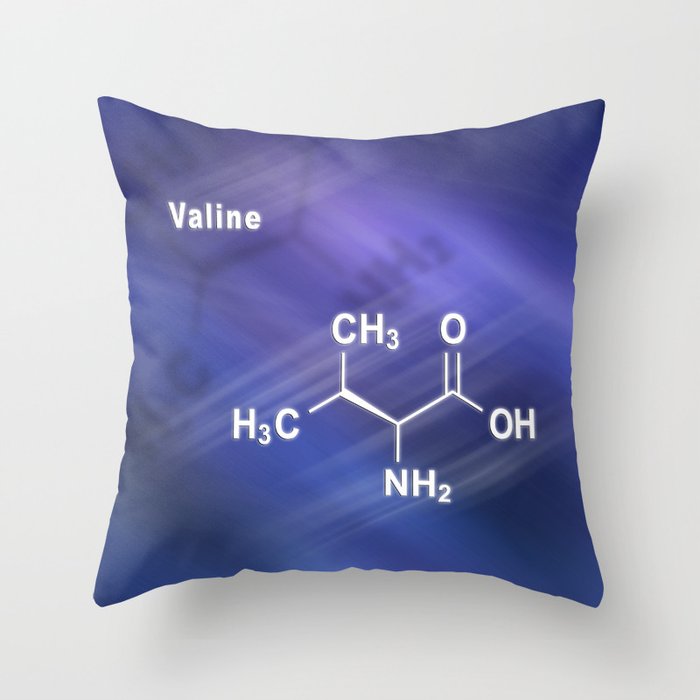 Valine (l-valine, Val, V) amino acid, chemical structure Throw Pillow