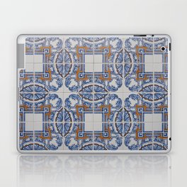 Retro vintage azulejos tiles in Lisbon Portugal - blue pattern street and travel photography Laptop Skin