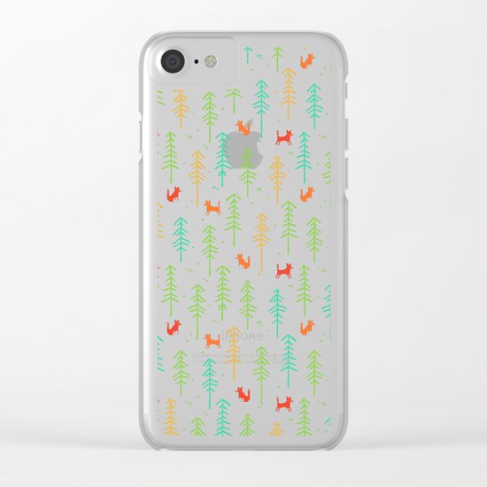 Foxes hiding in the forest Clear iPhone Case
