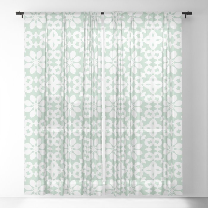 Abstract Geometric Flower Pattern Artwork 02 Color 01 Sheer Curtain