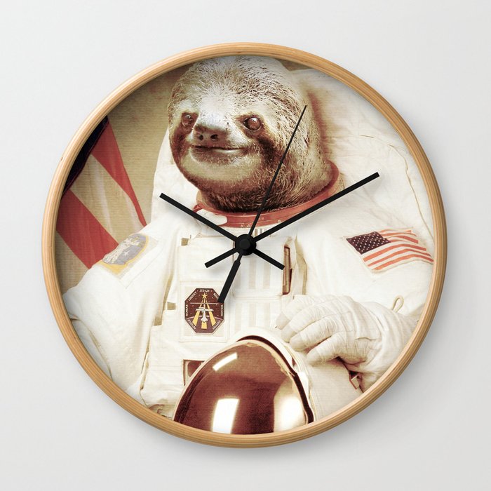 Sloth Astronaut Wall Clock