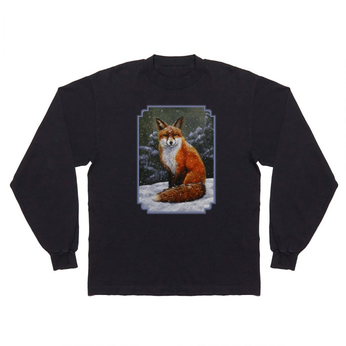 Cute Red Fox in Snow Long Sleeve T Shirt