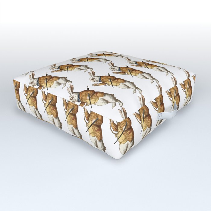 White Rabbit in Color from Alice in Wonderland Pattern Outdoor Floor Cushion