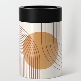 Geometric Lines in Sun Rainbow Abstract 10 in Gold Beige Terracotta Can Cooler