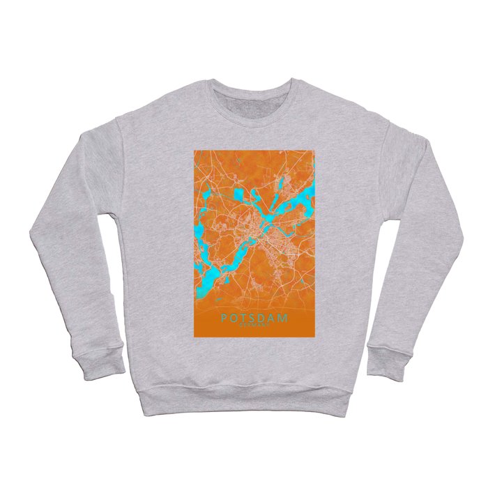 Potsdam, Germany, Gold, Blue, City, Map Crewneck Sweatshirt