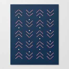 Arrow Geometric Pattern 17 in Navy Blue Mauve Canvas Print