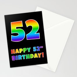 [ Thumbnail: HAPPY 52ND BIRTHDAY - Multicolored Rainbow Spectrum Gradient Stationery Cards ]